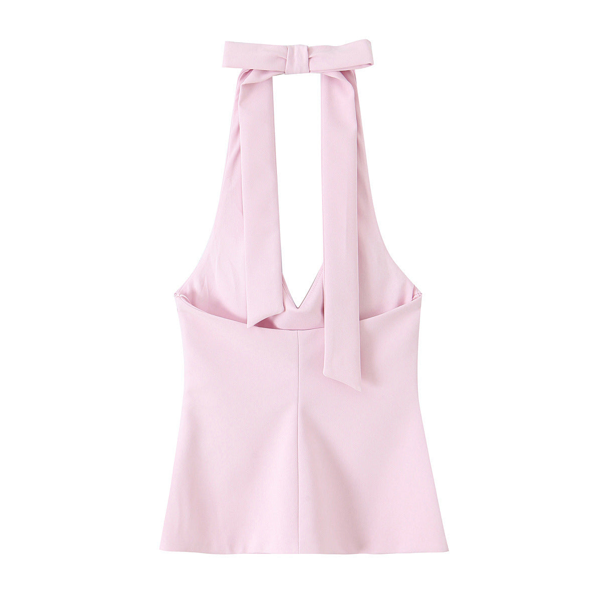 Retro pink checkered neck hanging tank top