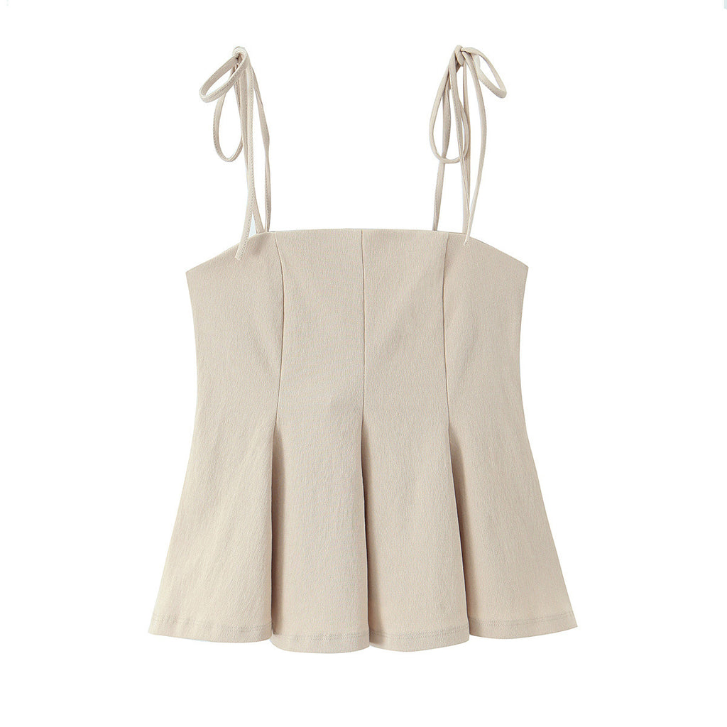 French style short skirt hem camisole top