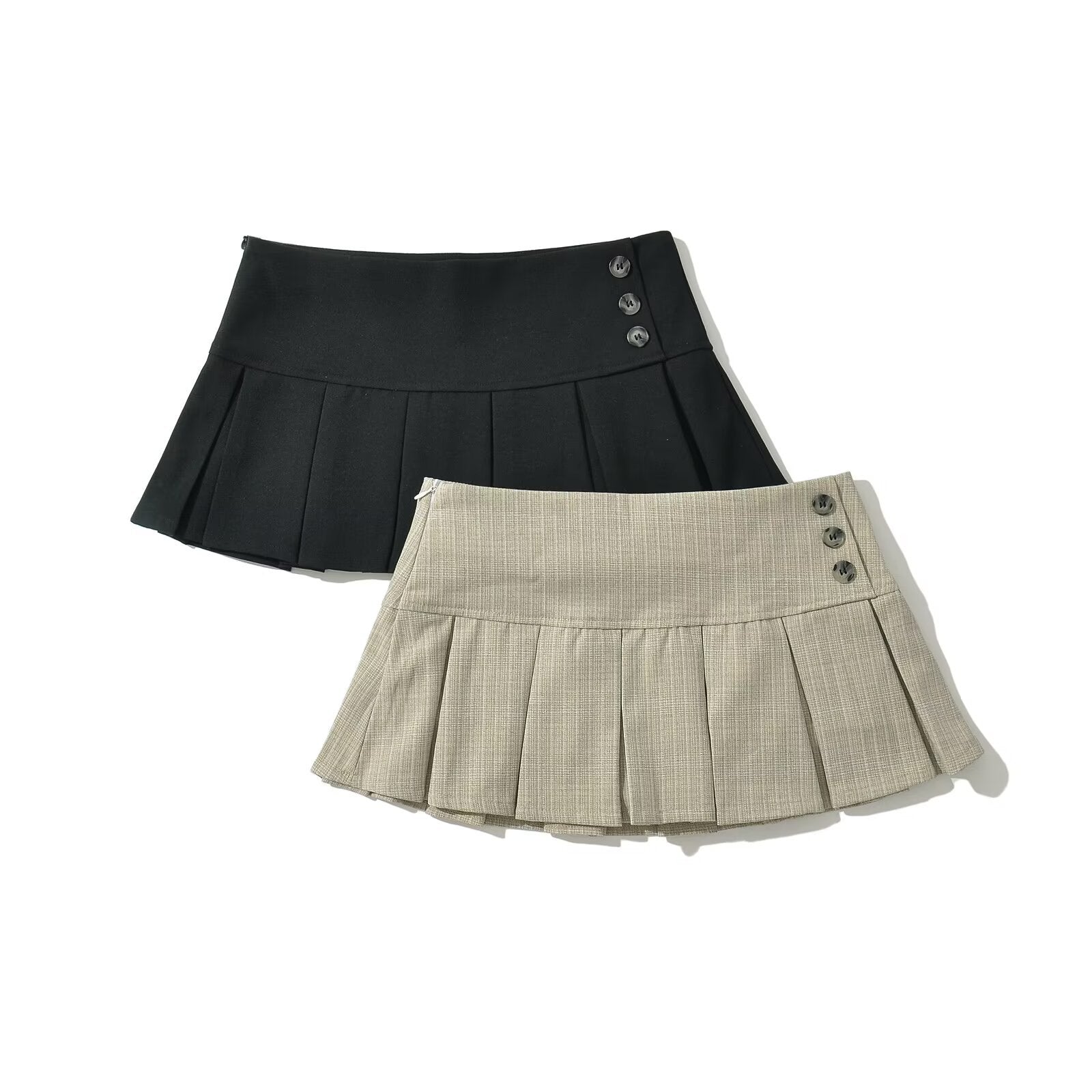 Falda corta Plisada con botones para Mujer