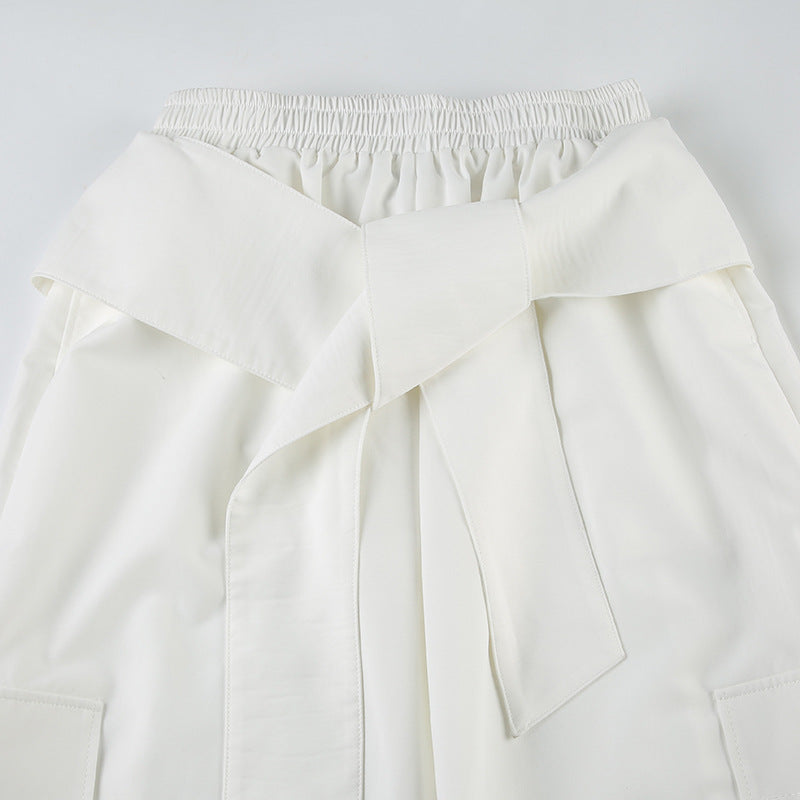 Pantalón Pierna Ancha Cintura Elástica Holgado Street Fashion Mujer