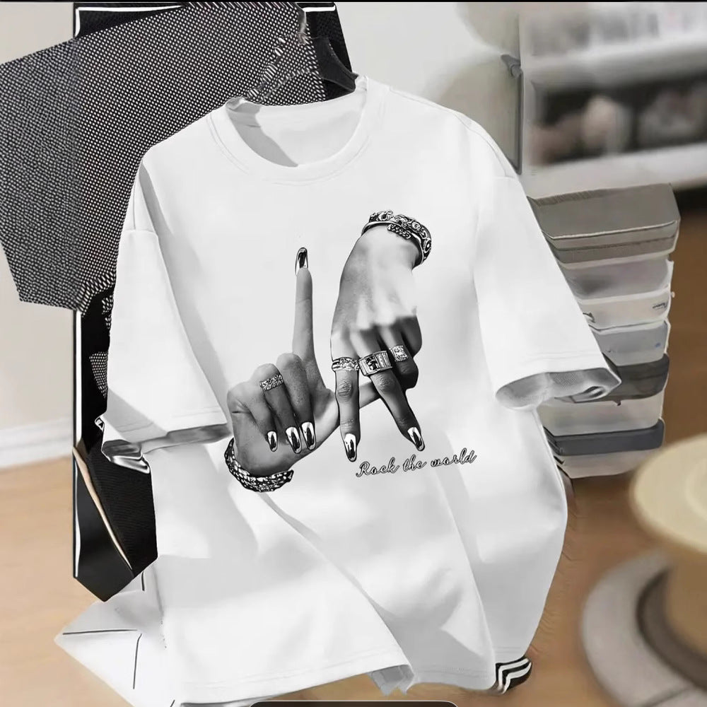 Camiseta de manga corta con cuello redondo para mujer