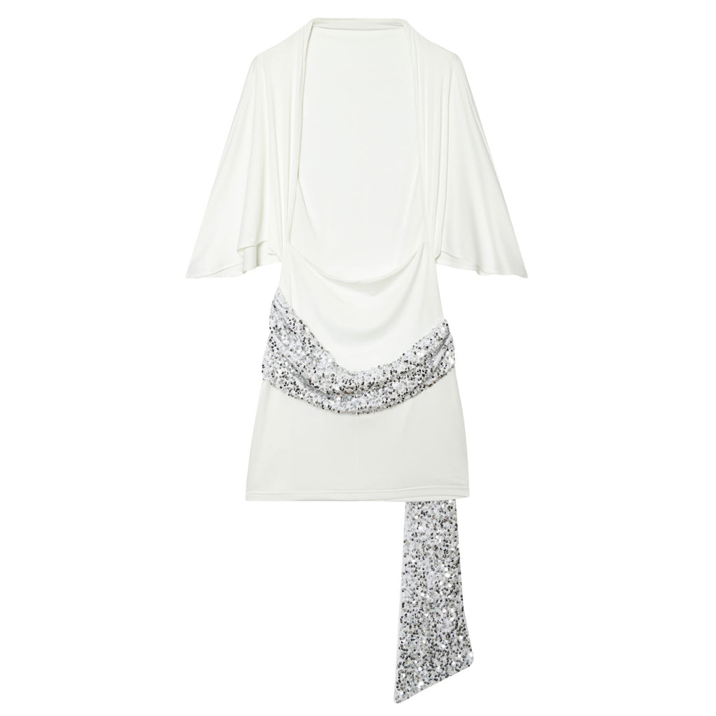 Vestido blanco Elegante con un cinturón colgante