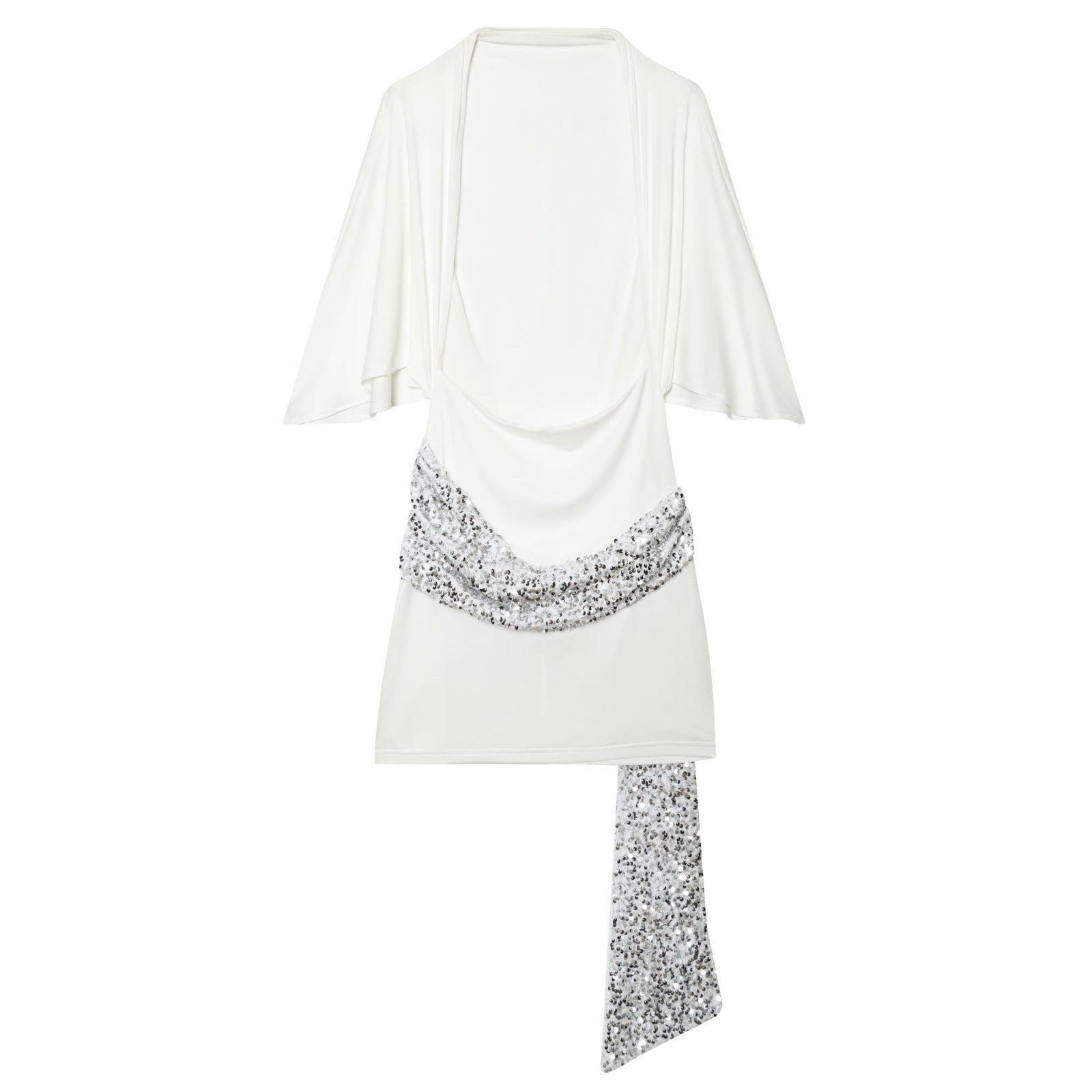 Vestido blanco Elegante con un cinturón colgante