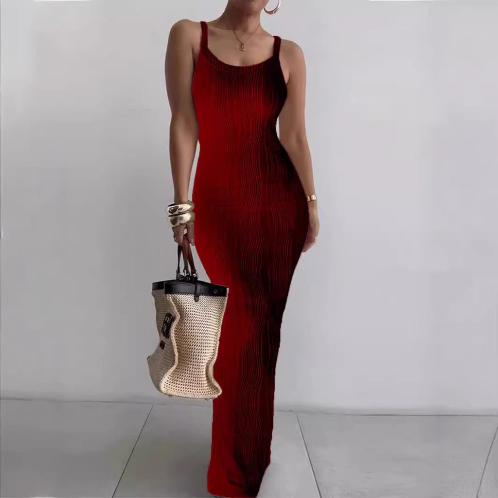 Vestido largo sin mangas ajustado elegante de verano para mujer