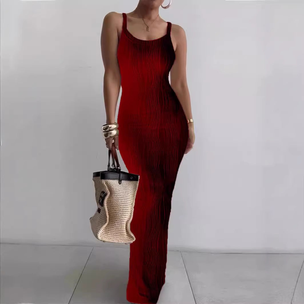 Vestido largo sin mangas ajustado elegante de verano para mujer