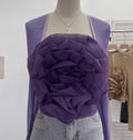 Top Malla Flores 3D Manga Larga Cuello Cuadrado Mujer
