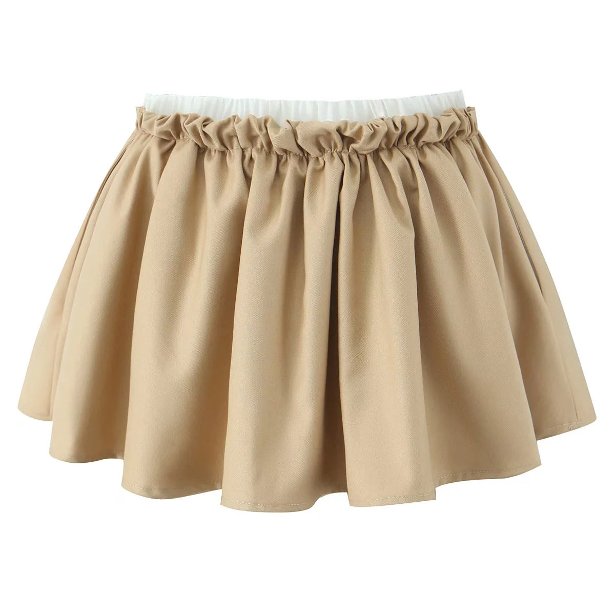 High waisted fake two-piece color blocked pleated mini skirt