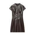 Vestido Mini Polipiel Street Fashion Manga Corta Silueta A-Line Mujer
