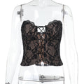 Sexy lace hollow out strap strapless top