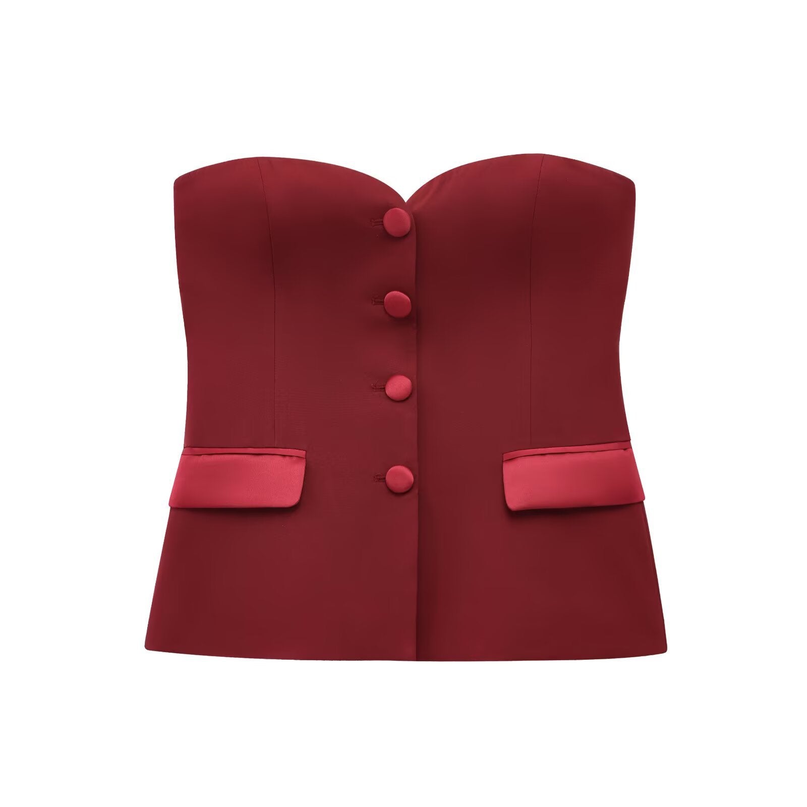 Pocket decoration backless strapless tank top for women