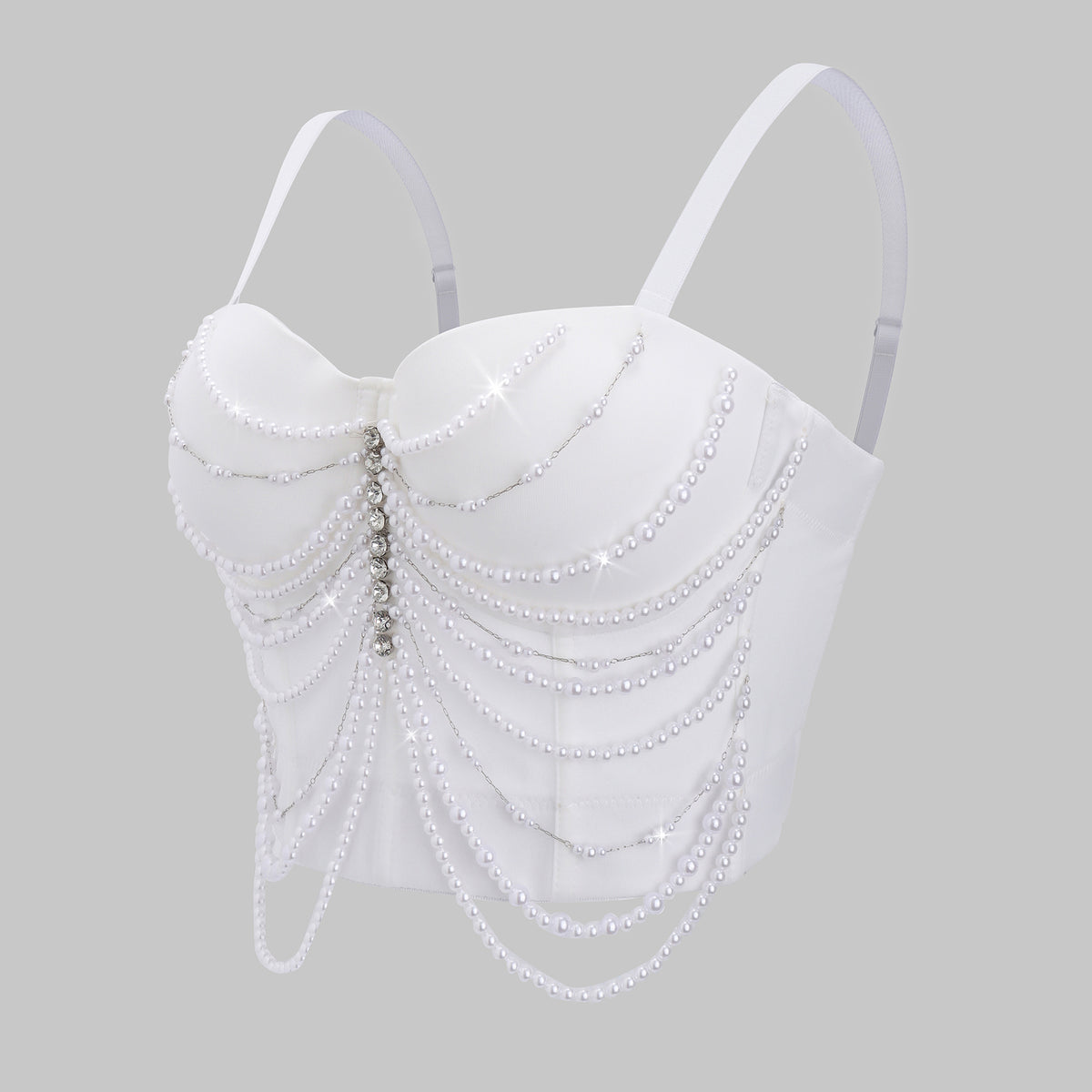 Small Strapless Wearable Rhinestone Chain Tassel Super Shiny Noble Women