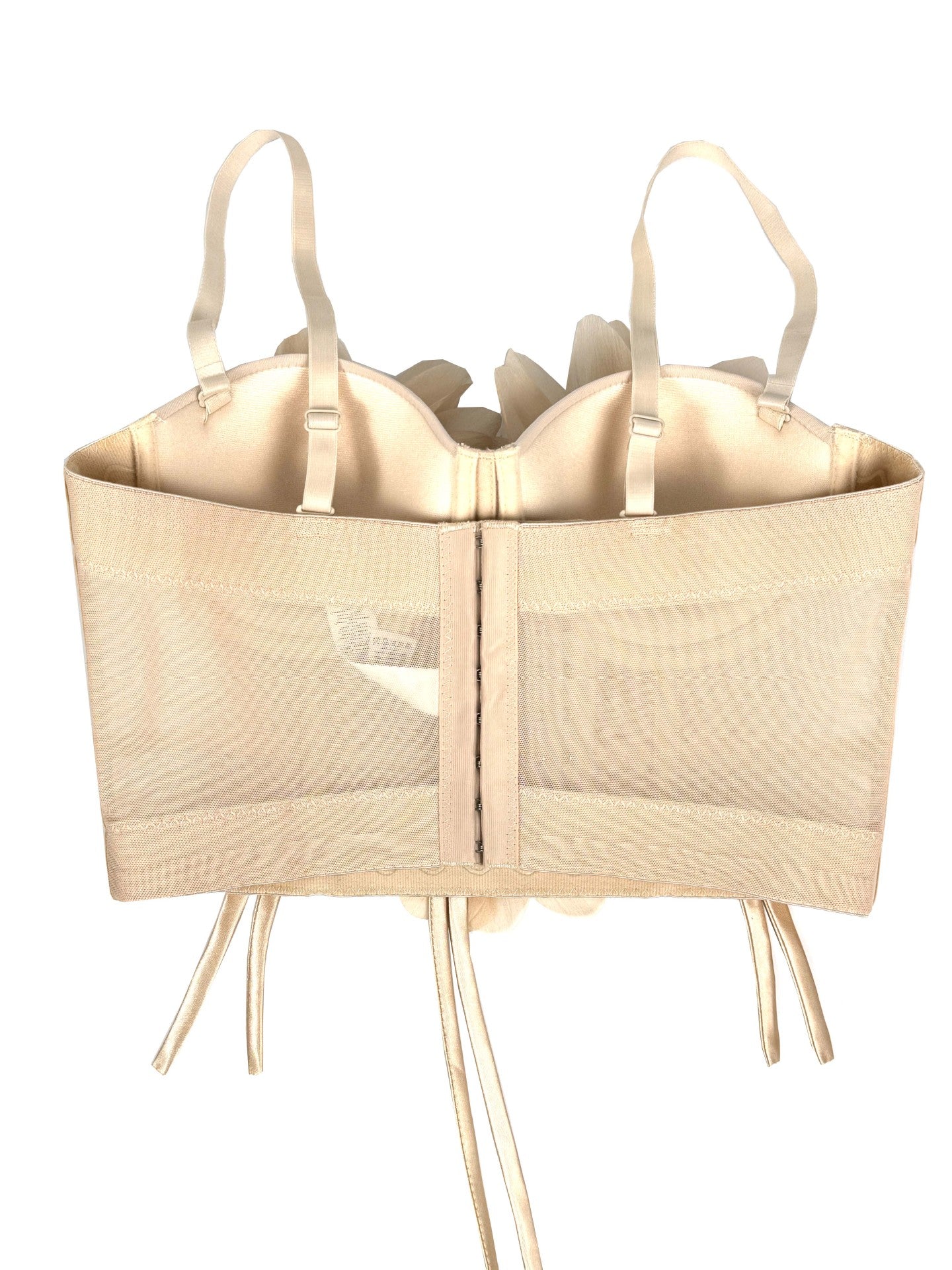 Top Bustier Flores 3D Pedrería Flecos Corpiño Mujer