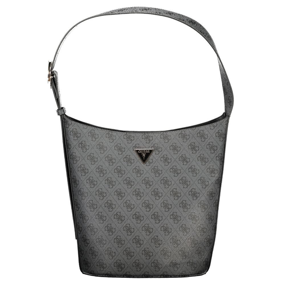 Black Polyurethane Women Handbag