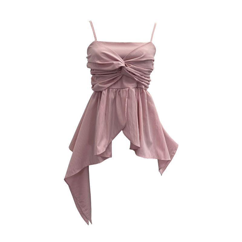 Blusa sin mangas ajustado y acabado en volante