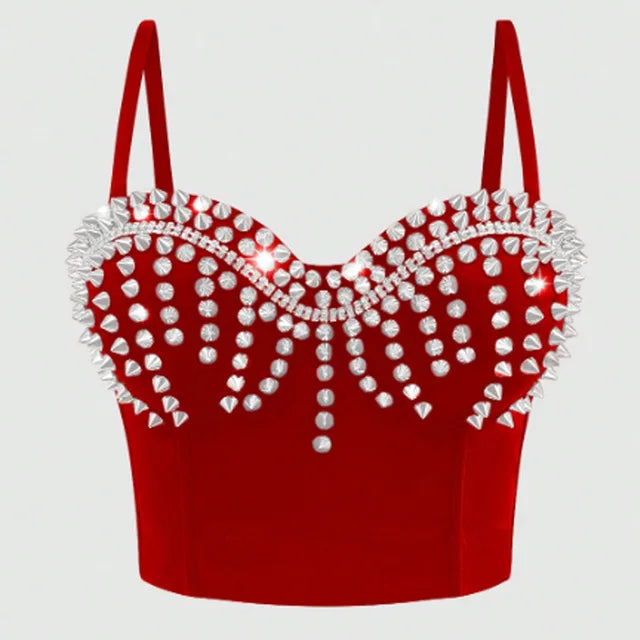 Top Sexy de tirantes con pedrería