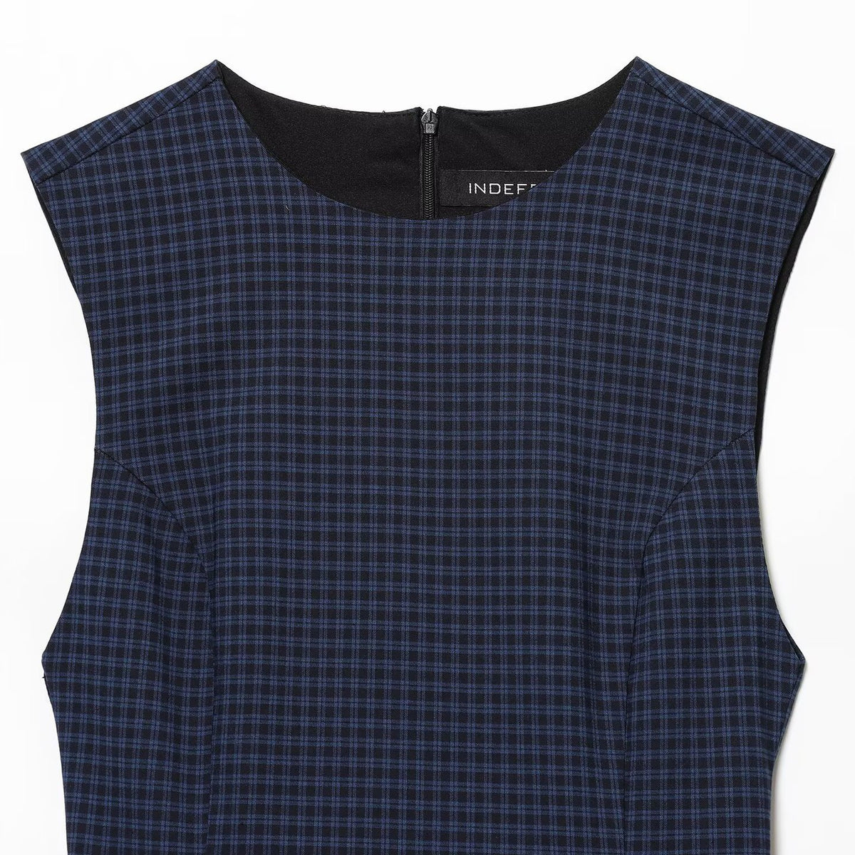 Vestido Mini a Cuadros con Decoración en Capas Sin Mangas Silueta A-Line Mujer