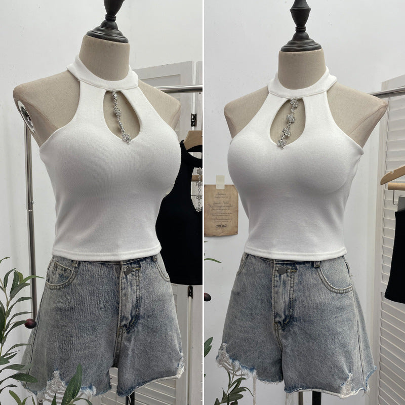 Hanging neck suspender sexy off shoulder top