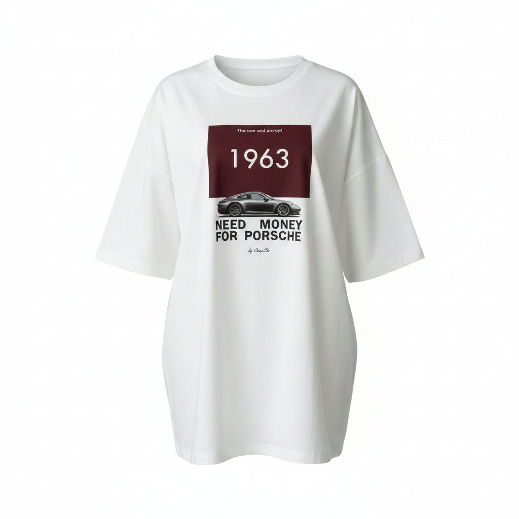 Camiseta ancha de cuello redondo y manga corta