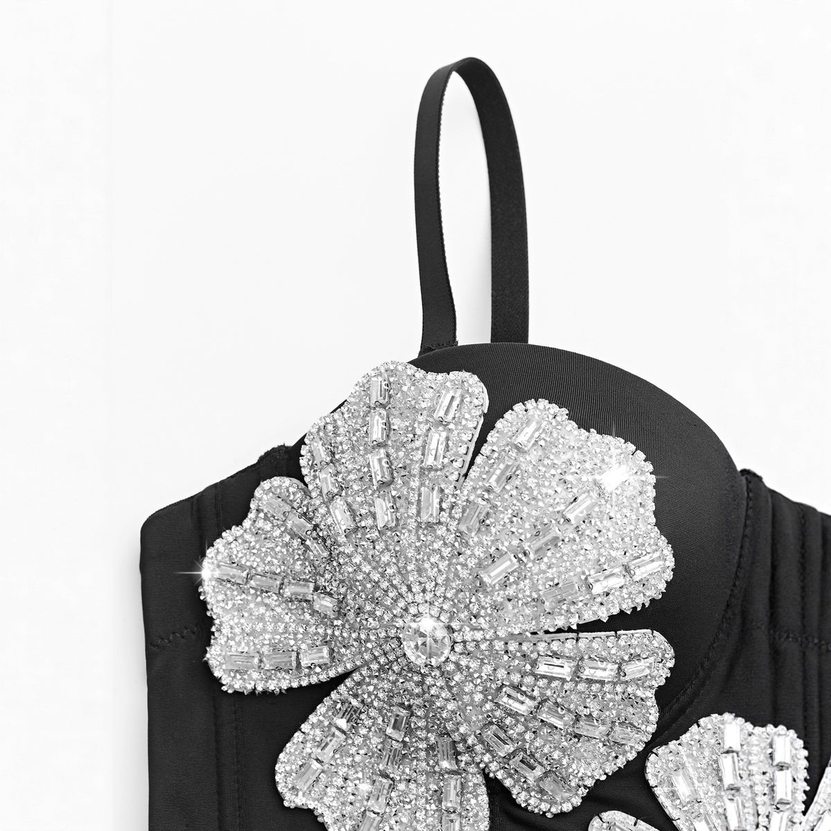 Top Bustier Flores Bordadas y Strass Mujer
