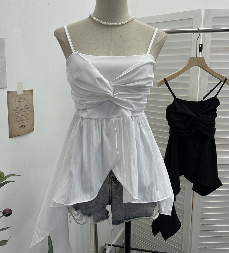 Blusa sin mangas ajustado y acabado en volante