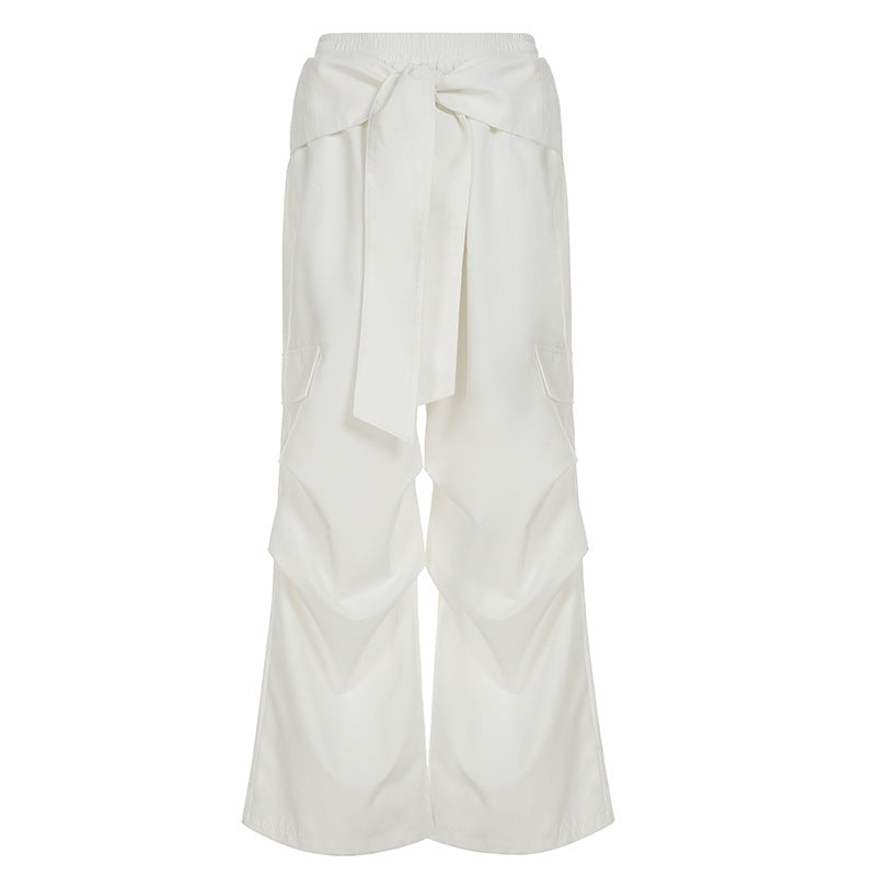 Pantalón Pierna Ancha Cintura Elástica Holgado Street Fashion Mujer