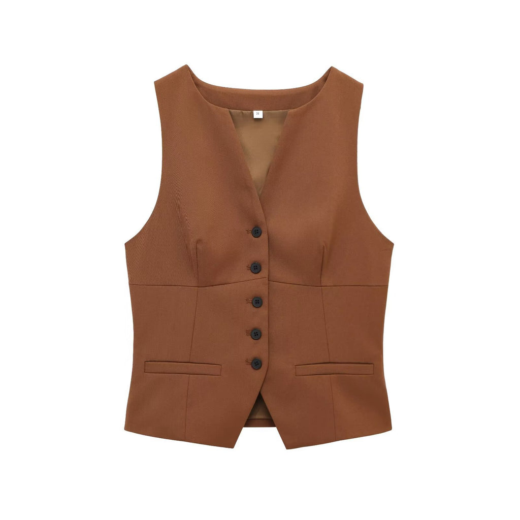 Women's Style One-Sided Pocket Vest Mini Skirt Set