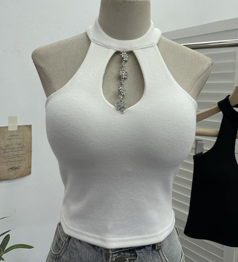 Hanging neck suspender sexy off shoulder top
