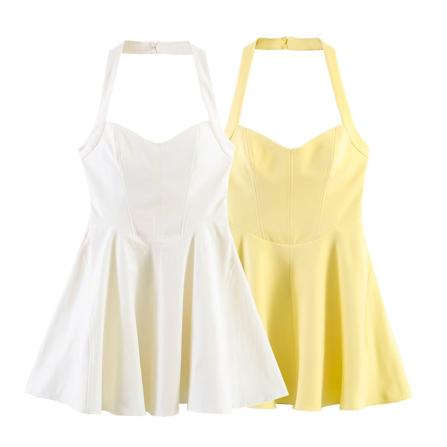 Spicy girl hanging neck wide hem dress for women's wear