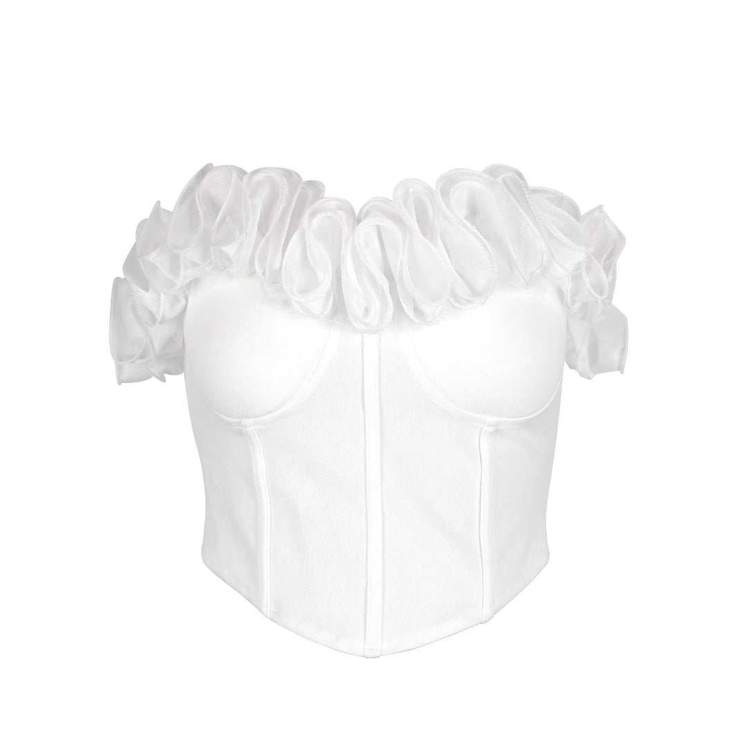 Lace sexy three-dimensional strapless corset top