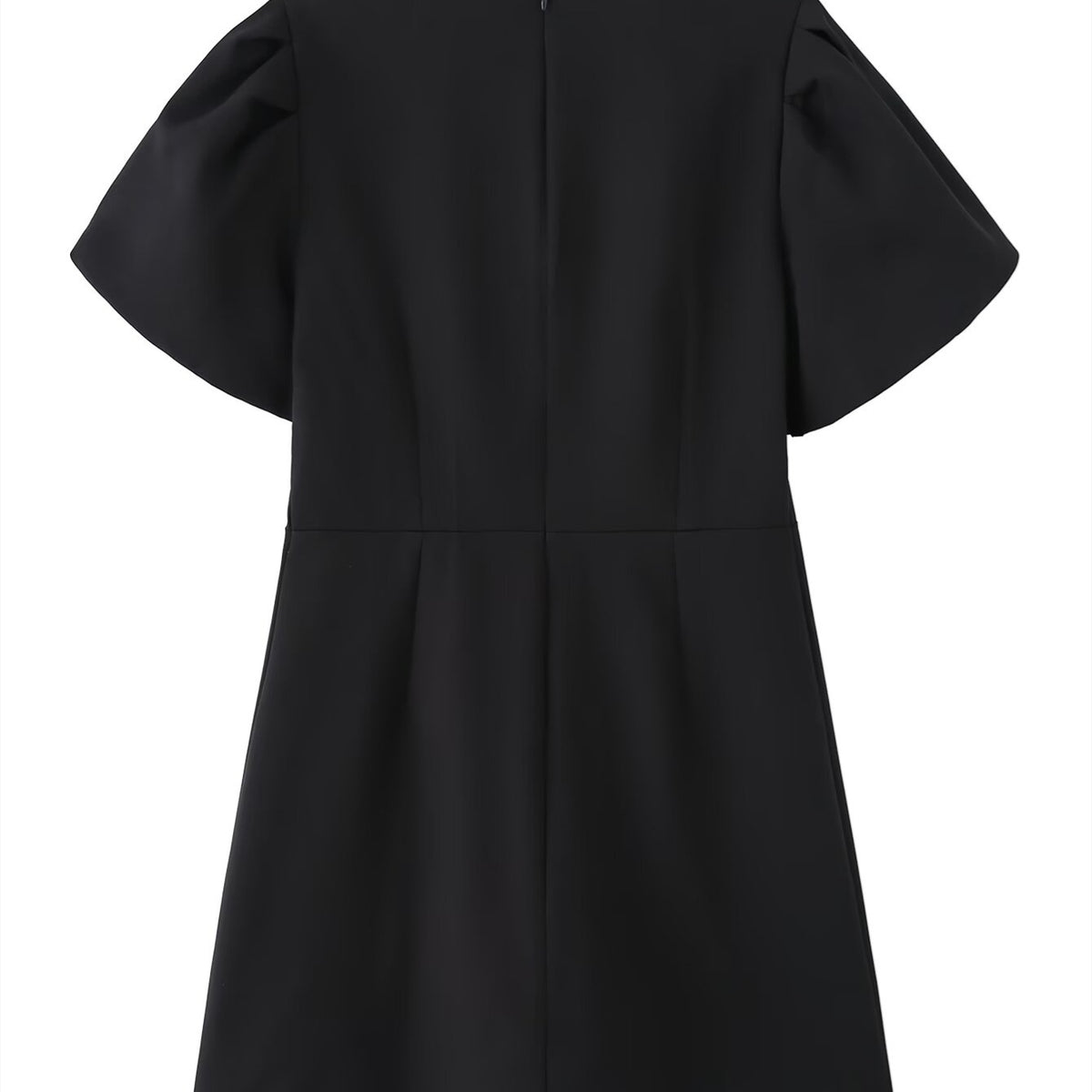 Vestido Mini Corto con Lazo Manga Abullonada Falda Vuelo Mujer