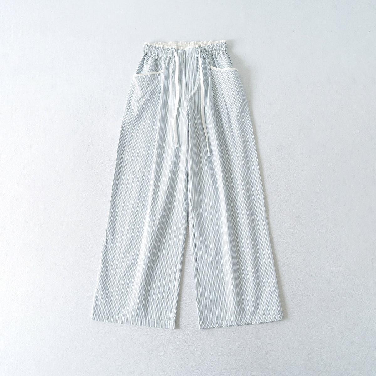 Pantalón Pierna Ancha Recta Cintura Alta Rayas Street Fashion Tencel Mujer