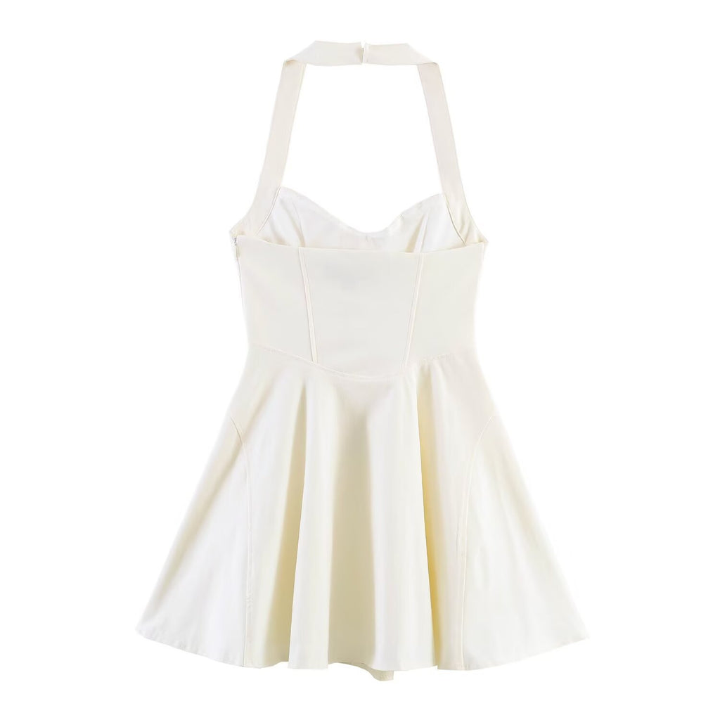 Spicy girl hanging neck wide hem dress for women's wear