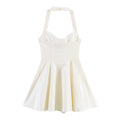 Spicy girl hanging neck wide hem dress for women's wear