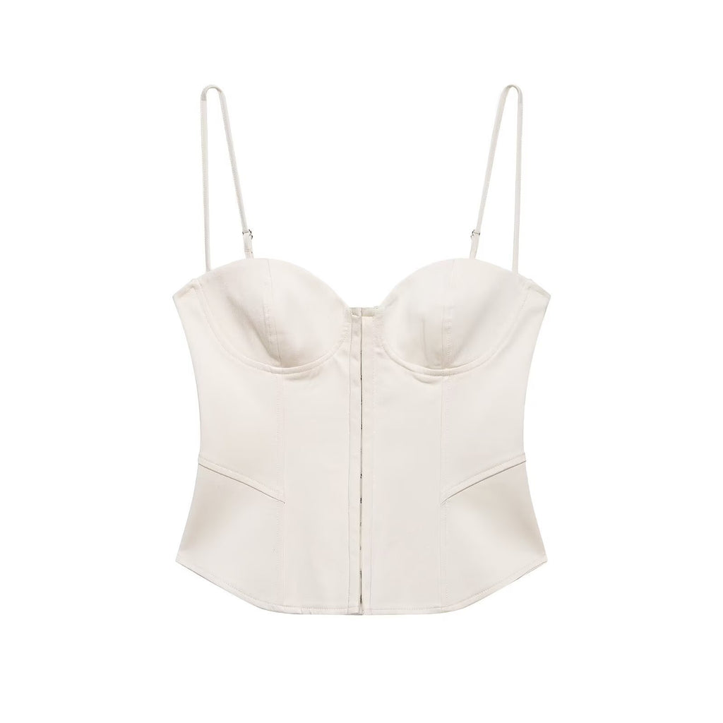 Top Corsé Satinado con Tirantes