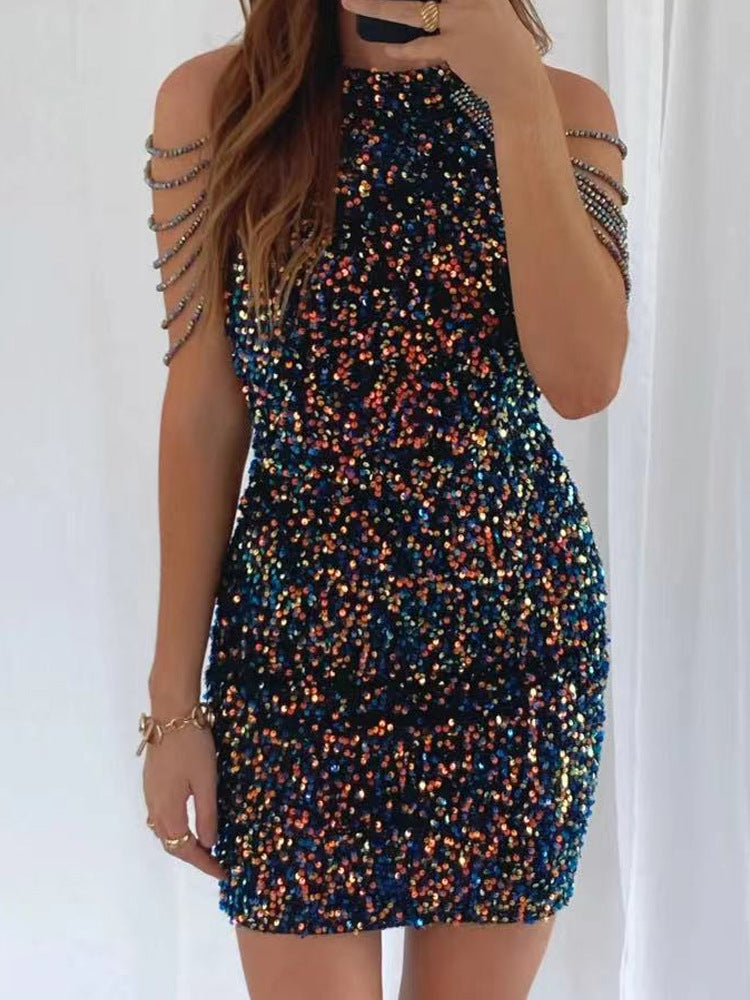 Vestido Largo Bodycon Sin Mangas Cuello Redondo Cremallera Color Liso Sexy Mujer