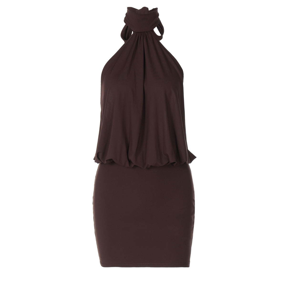 Sleeveless Strap Neckline Tie-Back Backless Bodycon Sheath Dress