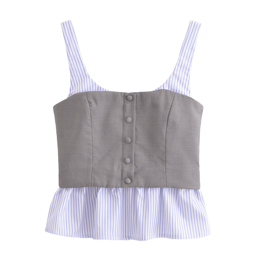 Top de rayas patchwork moderno y versátil