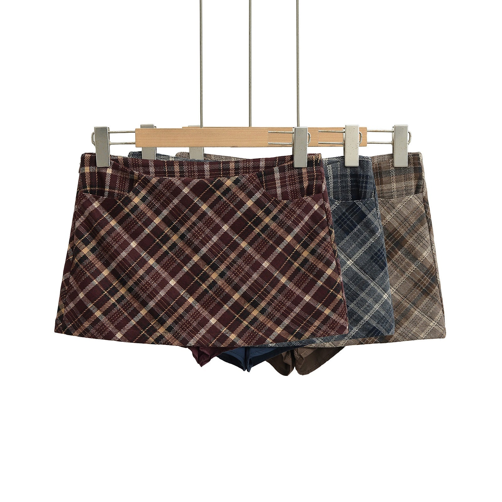 High-Waist A-Line Plaid Super Short Bodycon Skirt