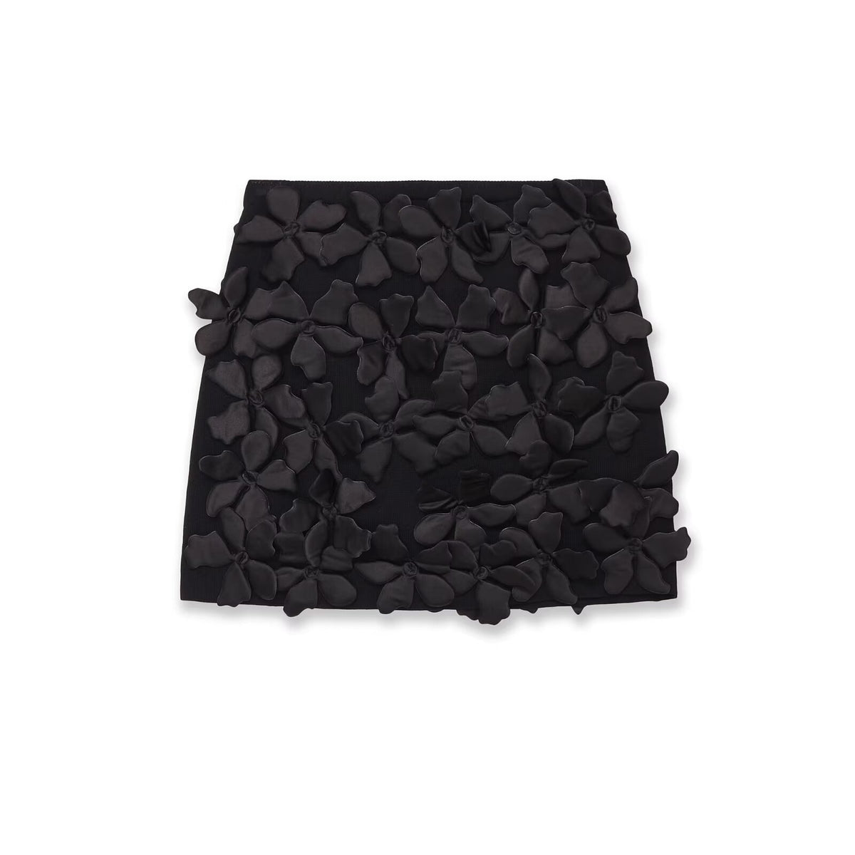 Mini Falda Recta Punto Tejido Floral Poliéster Casual Mujer