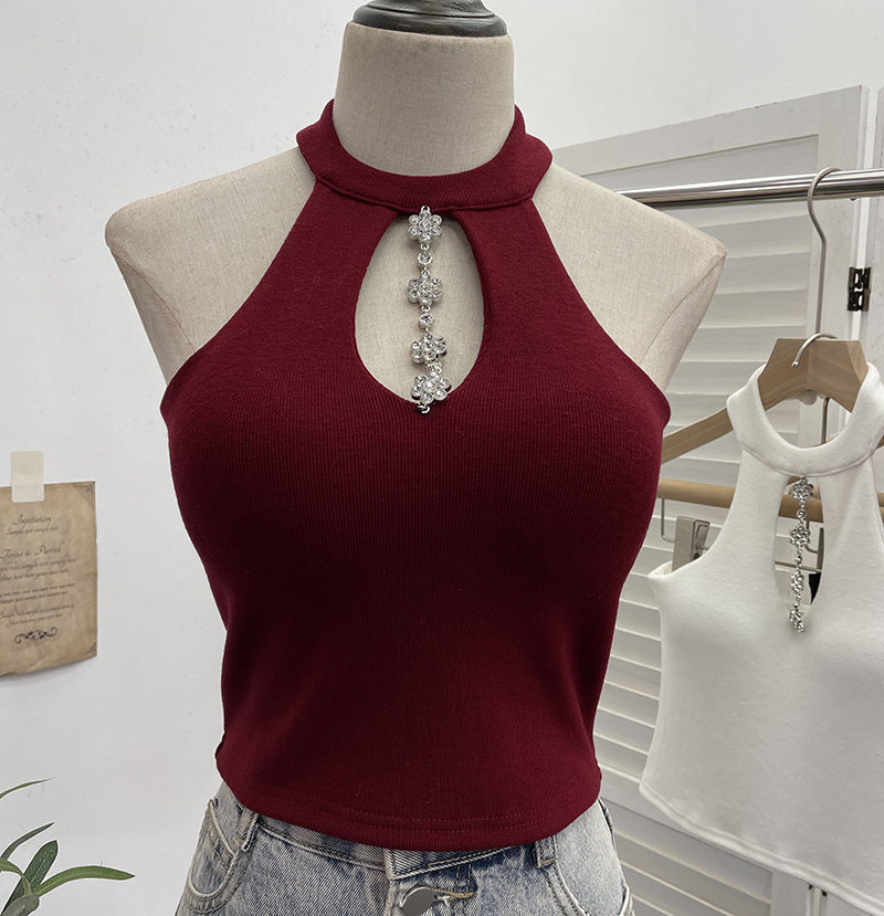 Hanging neck suspender sexy off shoulder top