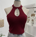 Hanging neck suspender sexy off shoulder top