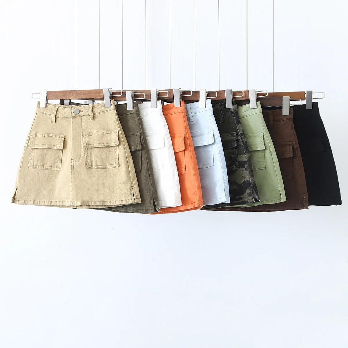 A-line denim short skirt and half skirt