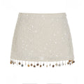 Sequin fringe A-line skirt