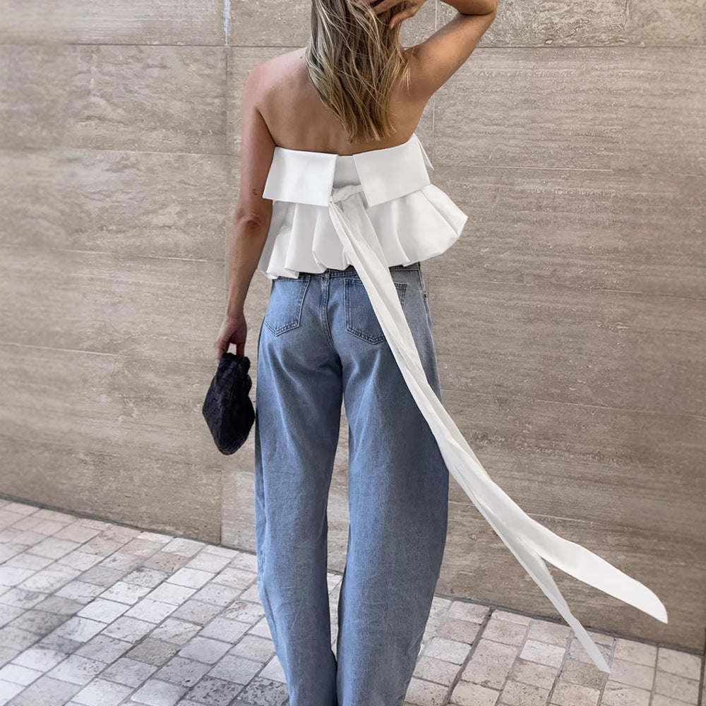 Sexy strapless backless strapless tank top with straps