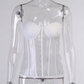 Solid color patchwork waistband with strapless top inside