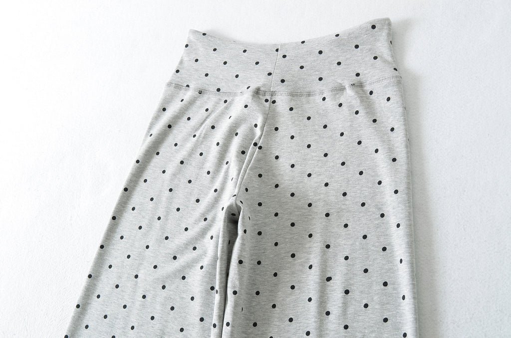 Pantalón Largo Recto Pierna Ancha Cintura Alta Lunares Street Fashion Casual Mujer