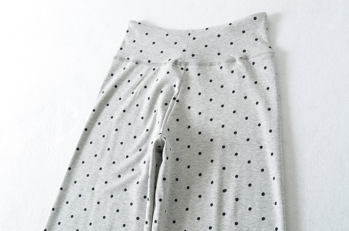 Pantalón Largo Recto Pierna Ancha Cintura Alta Lunares Street Fashion Casual Mujer
