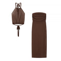 Sexy Crop Top and Fitted Maxi Skirt Set for Women