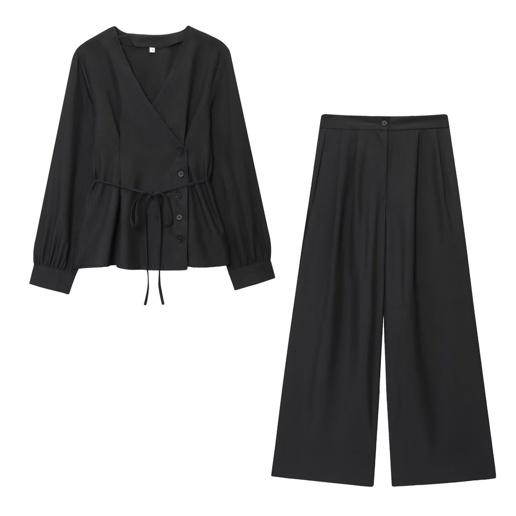 Irregular Top + Casual Long Pants Set for Women