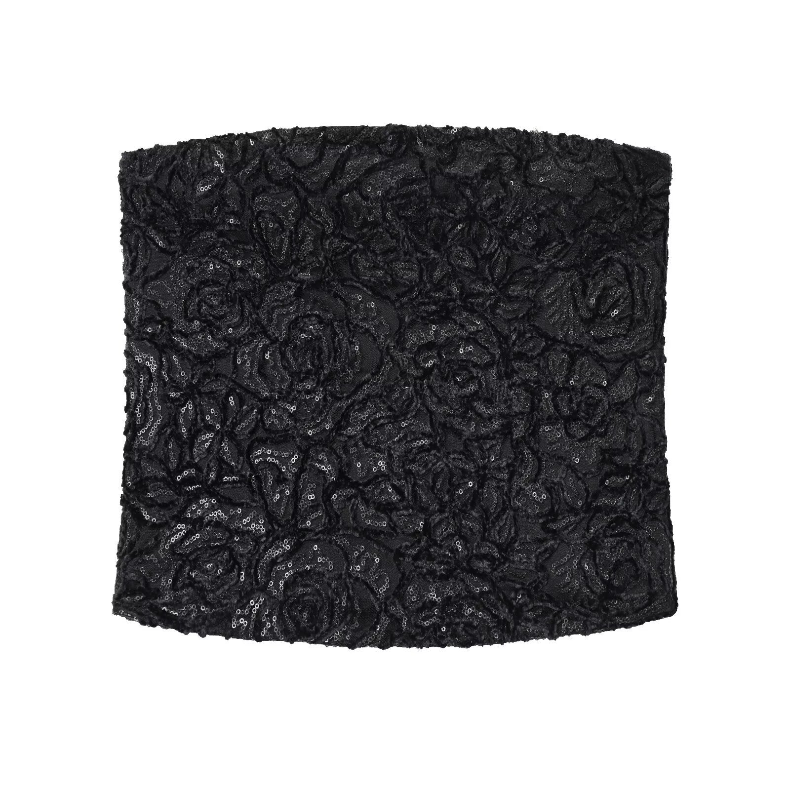 Bead embellished velvet strapless sleeveless top